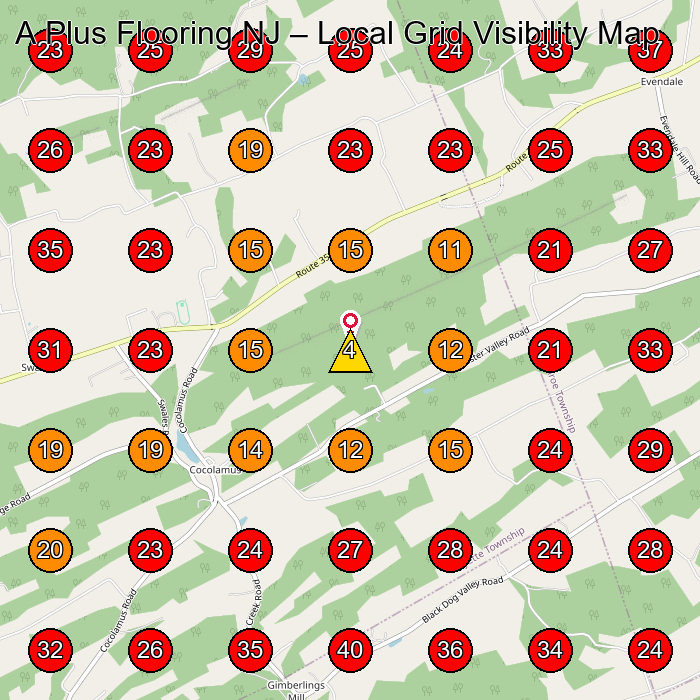 A Plus Flooring NJ GeoGrid visibility map for Landscape Designer in None